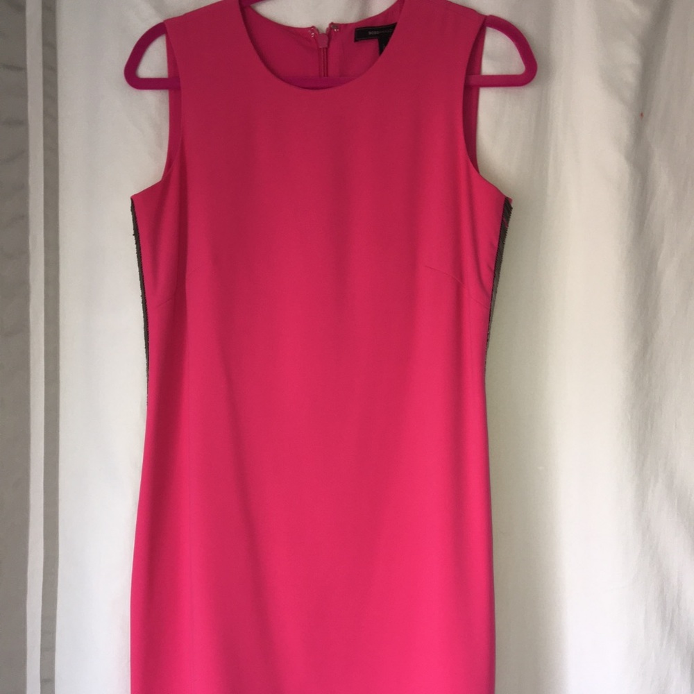 BCBGMaxAzria pink dress with silver beaded sides
